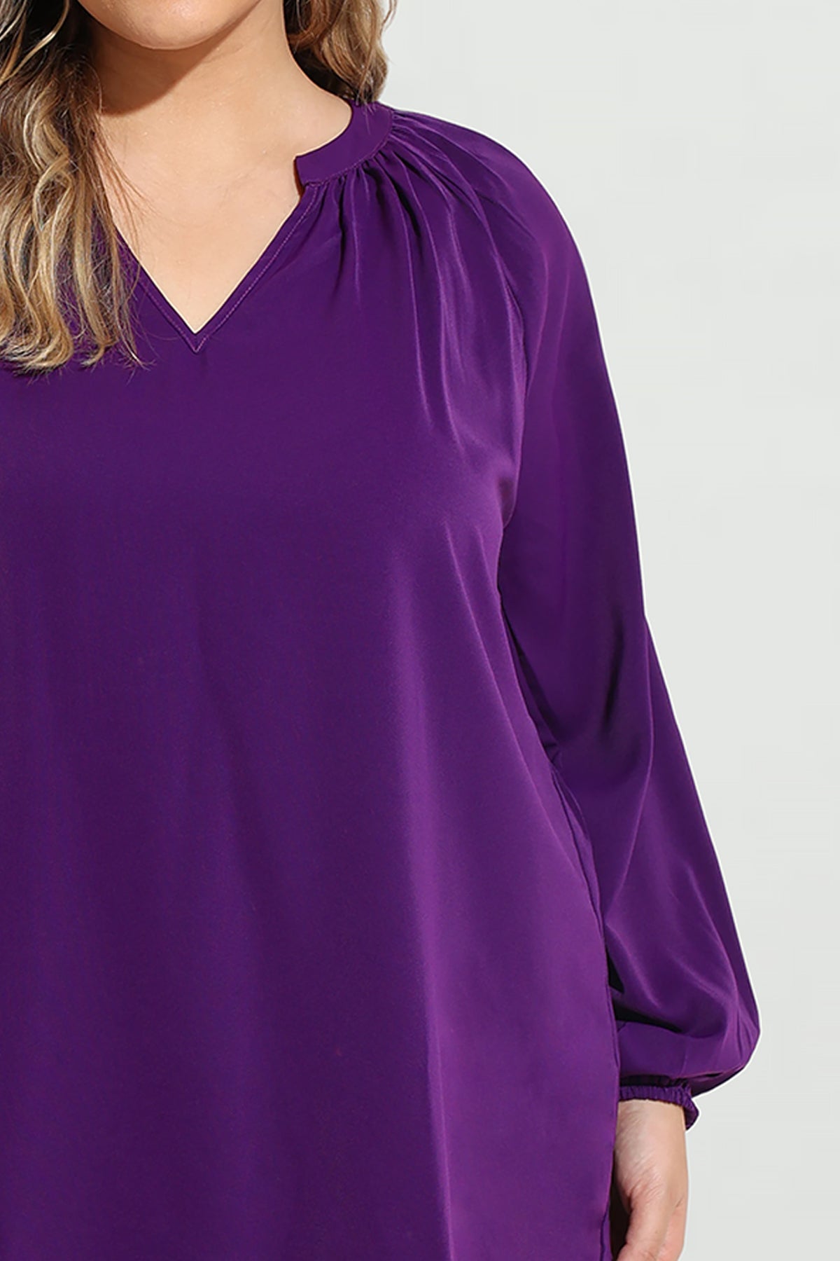 Supersoft Tunic Pleated Lanturn Long Sleeve T-Shirt