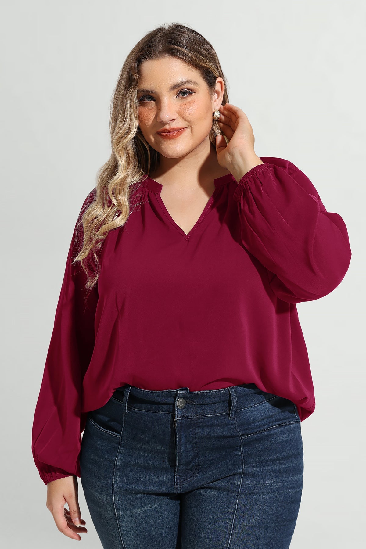 Supersoft Tunic Pleated Lanturn Long Sleeve T-Shirt