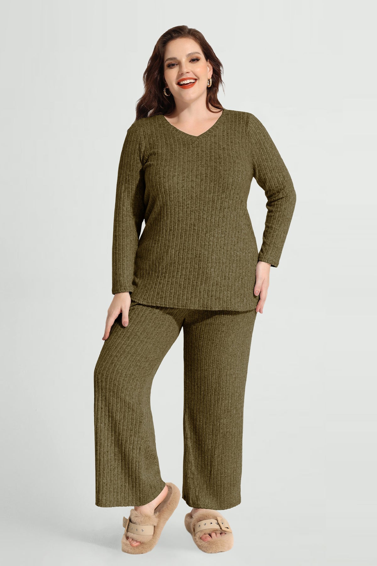 Drawstring Elastic Waist Velvet Basic Pants