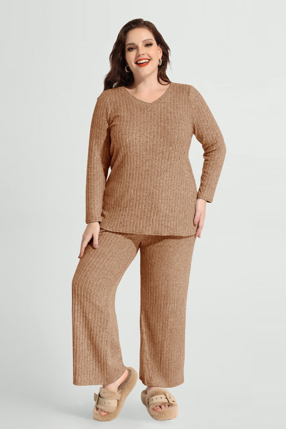 Drawstring Elastic Waist Velvet Basic Pants