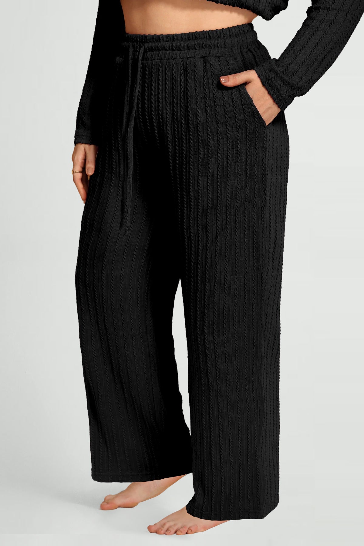 Pockets Drawstring Elasticated Waist Lounge Pants