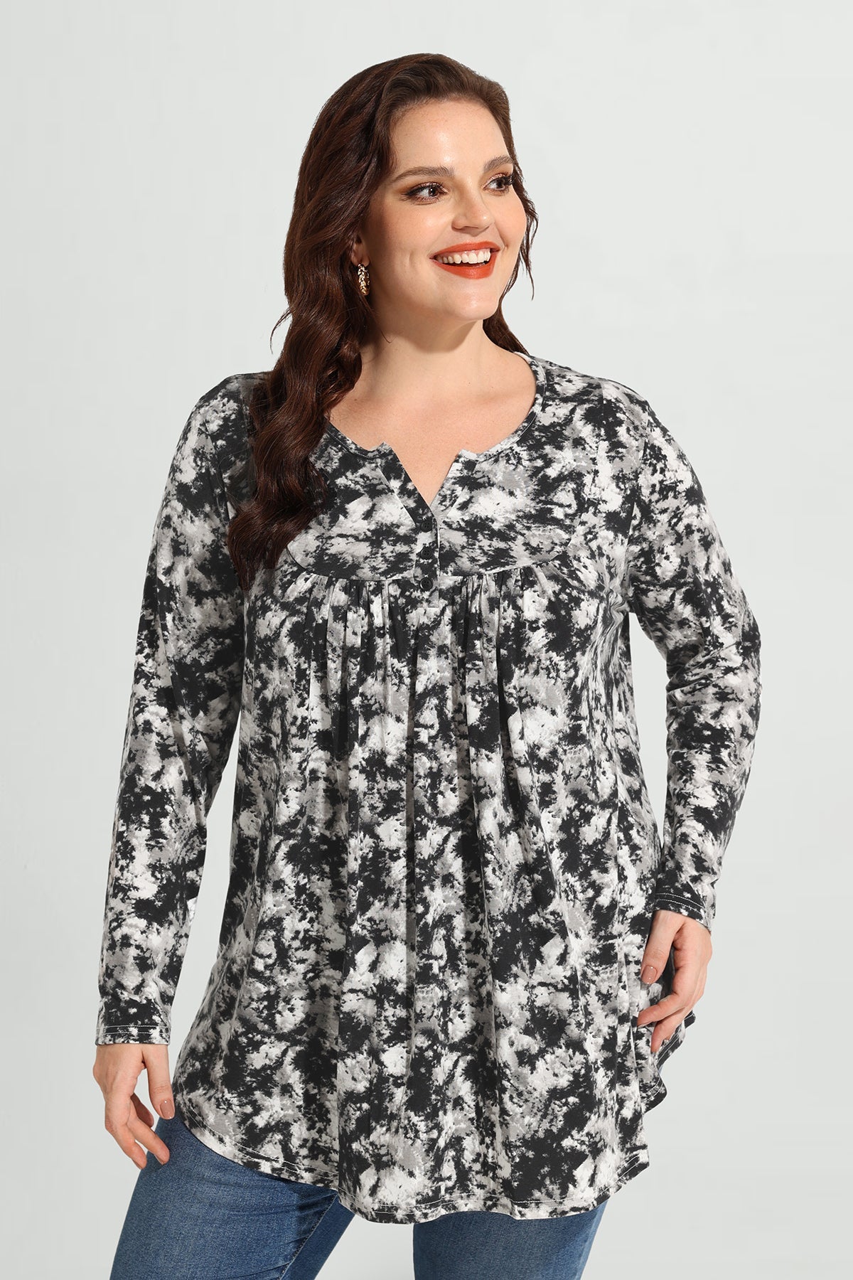 Ritera Allover Floral Sparkle Button Up Notched Neck Blouse