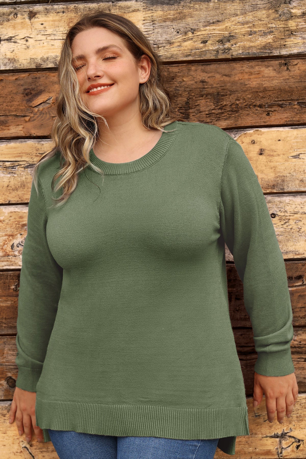 Essential Split Hem Skinny Long Sleeve Sweater