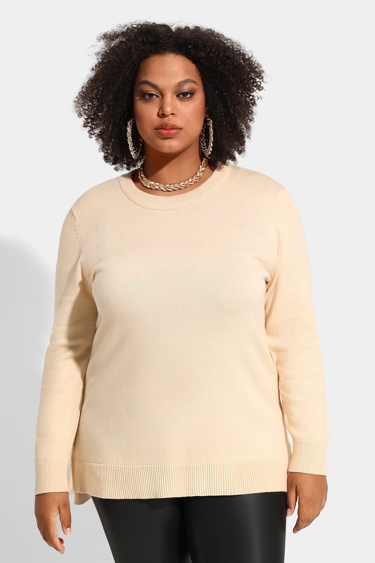 Essential Split Hem Skinny Long Sleeve Sweater