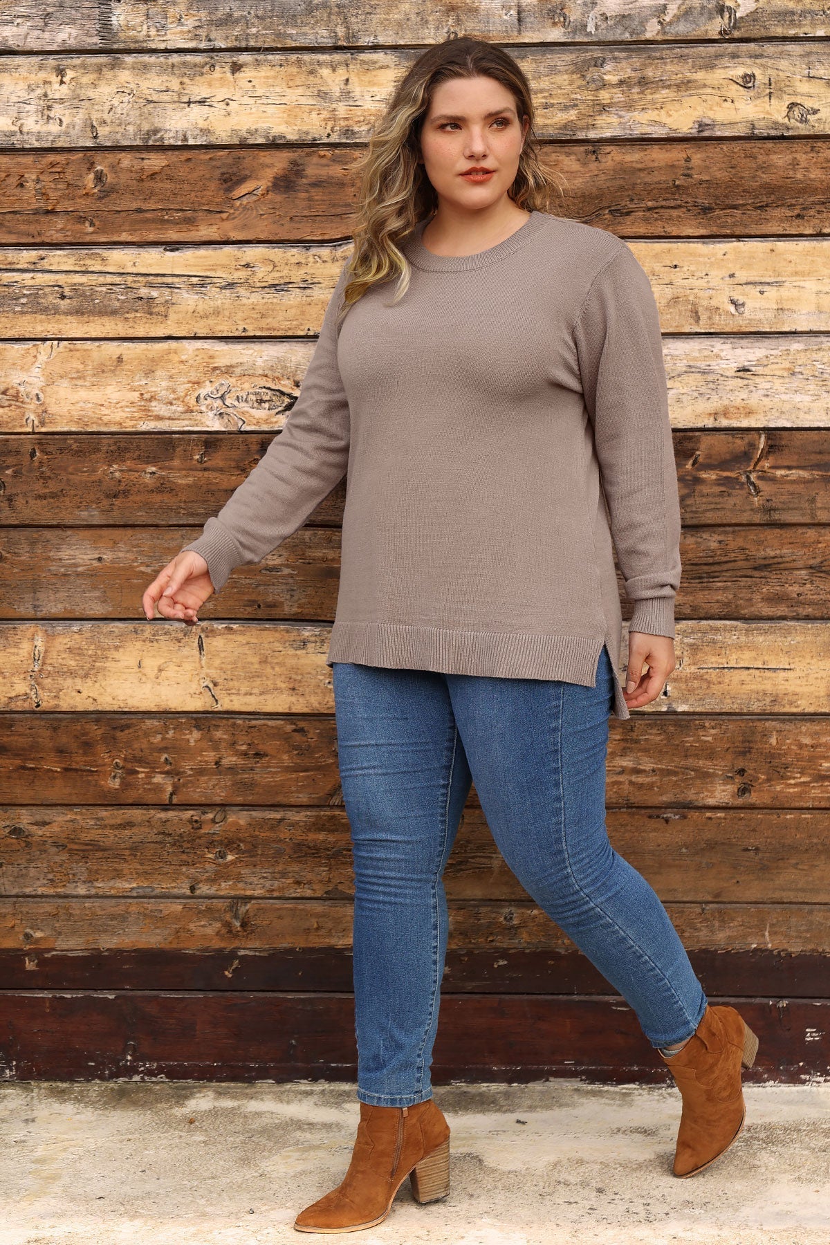 Essential Split Hem Skinny Long Sleeve Sweater