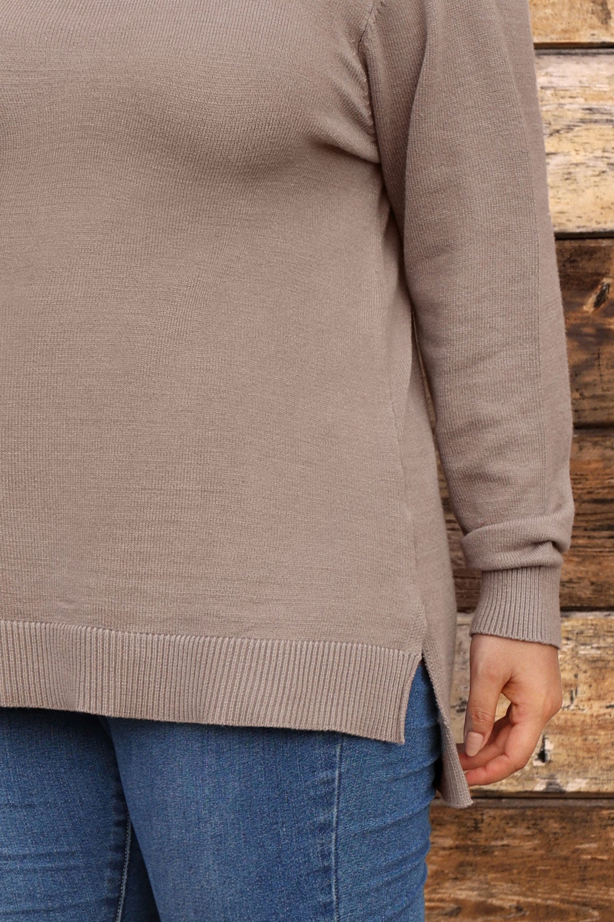 Essential Split Hem Skinny Long Sleeve Sweater