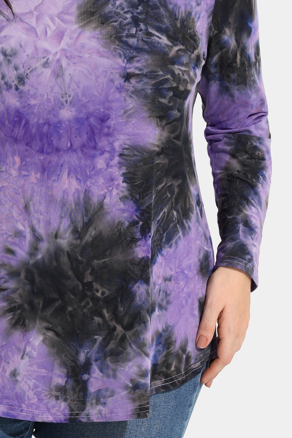 Contrast Tie Dye Crewneck Long Sleeve Shirt