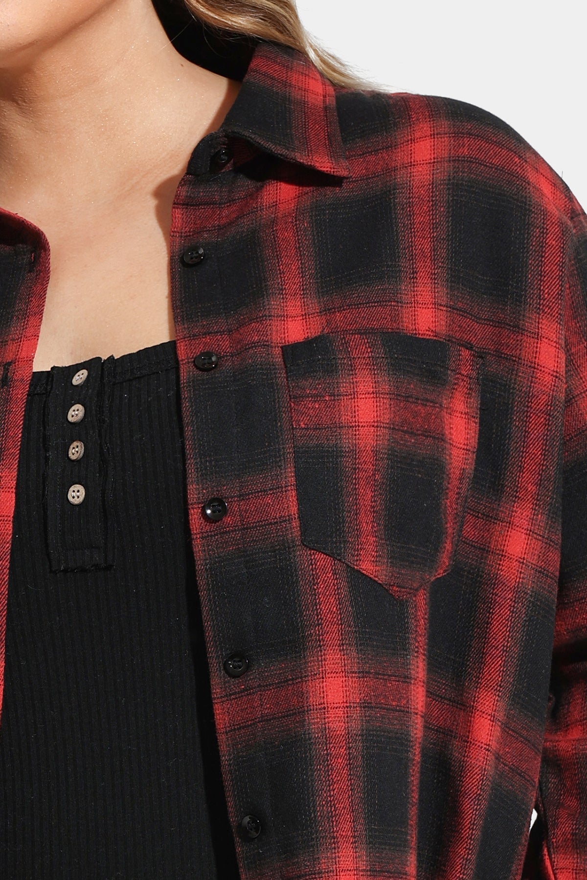 Supersoft Plaid Pocket Button Down T-Shirt