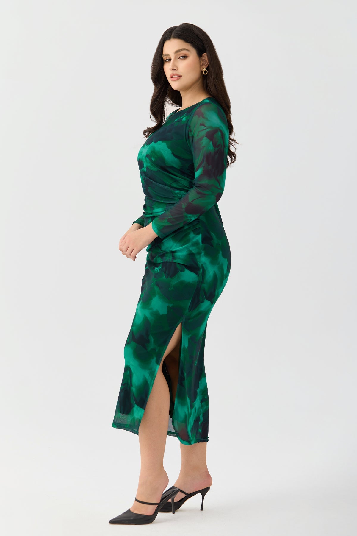 Ritera Plaid Ruched Chic Bodycon Cocktail Midi Dress