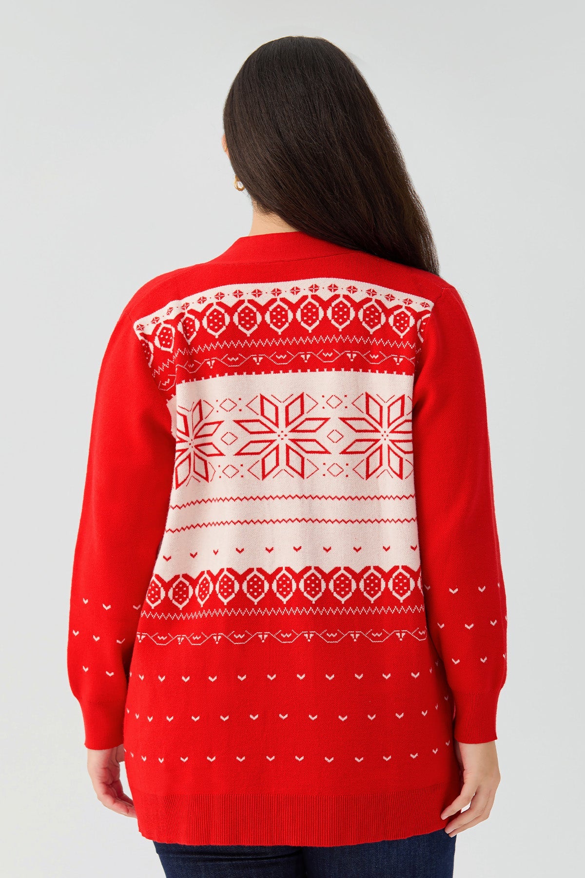 Ritera Pockets Festive Red Fair Isle Christmas Knit Cardigan