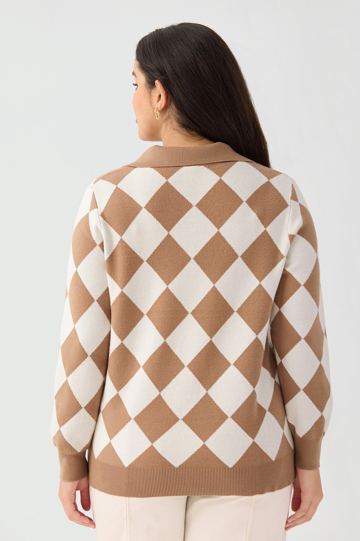 Ritera Classic Argyle Polo Preppy Knit Pullover Sweater