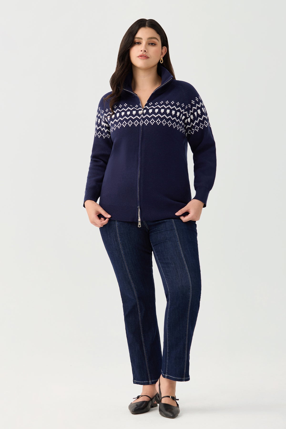 Ritera Fair Isle Full-Zip Cozy Knitwear Cardigan