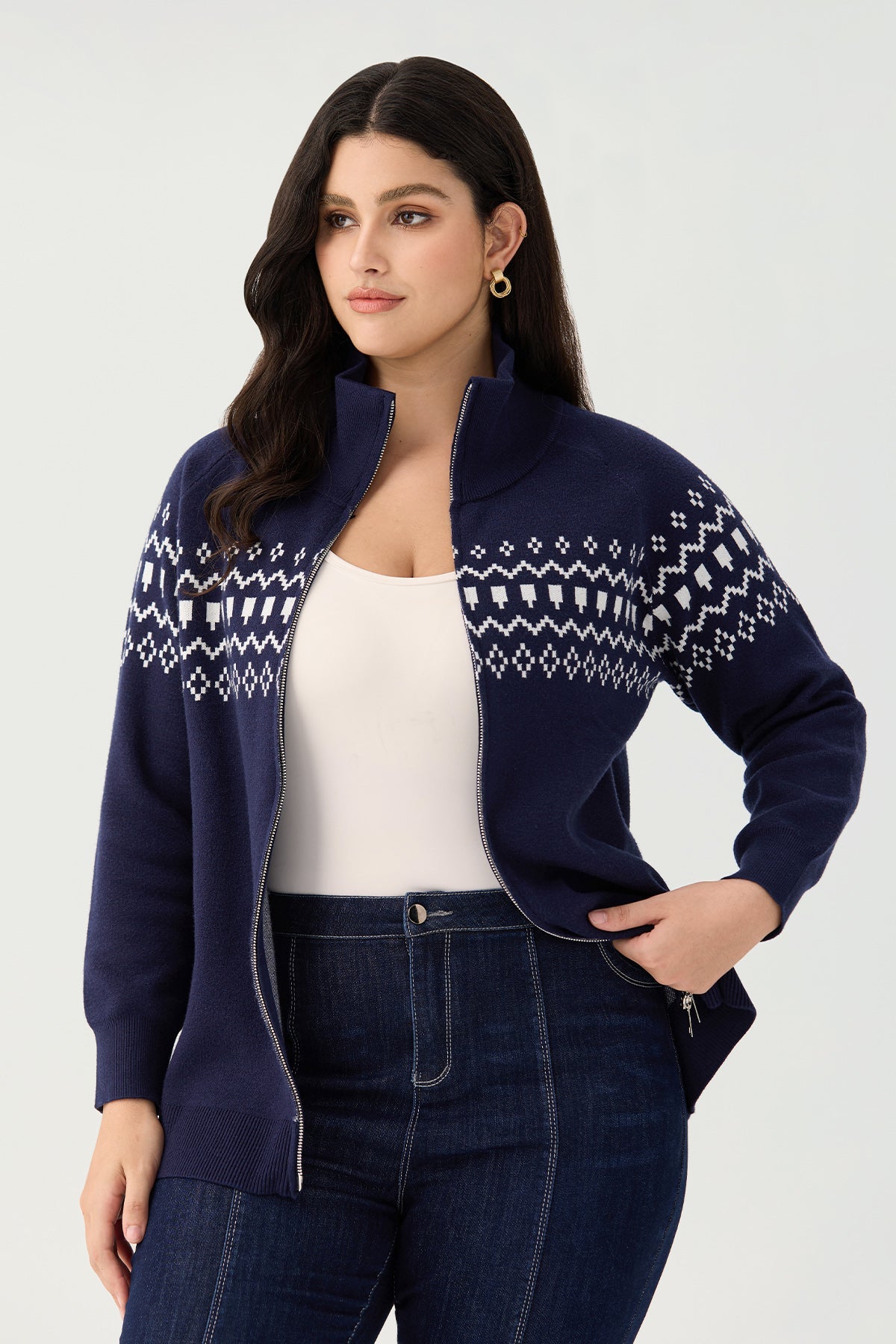 Ritera Fair Isle Full-Zip Cozy Knitwear Cardigan