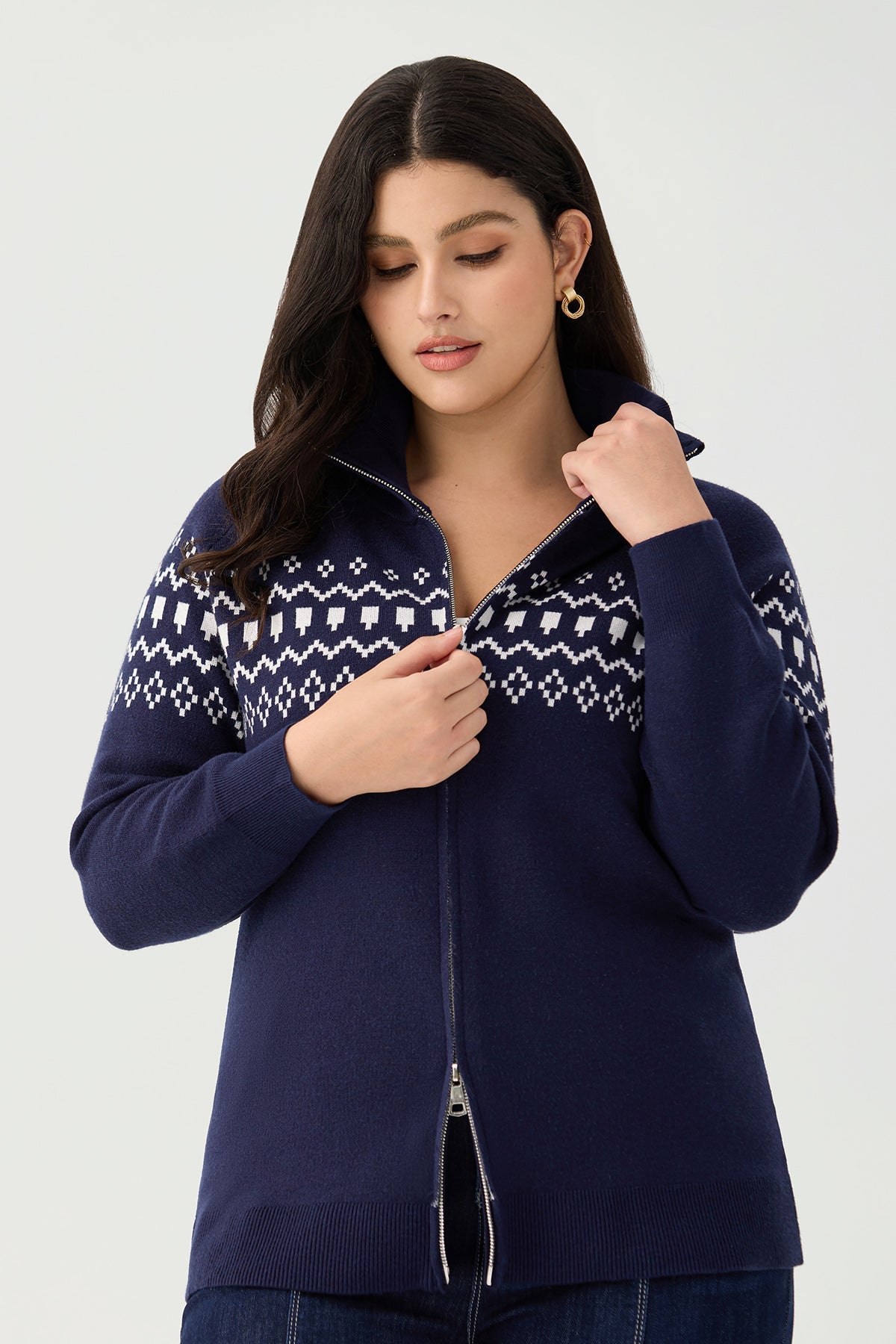 Ritera Fair Isle Full-Zip Cozy Knitwear Cardigan