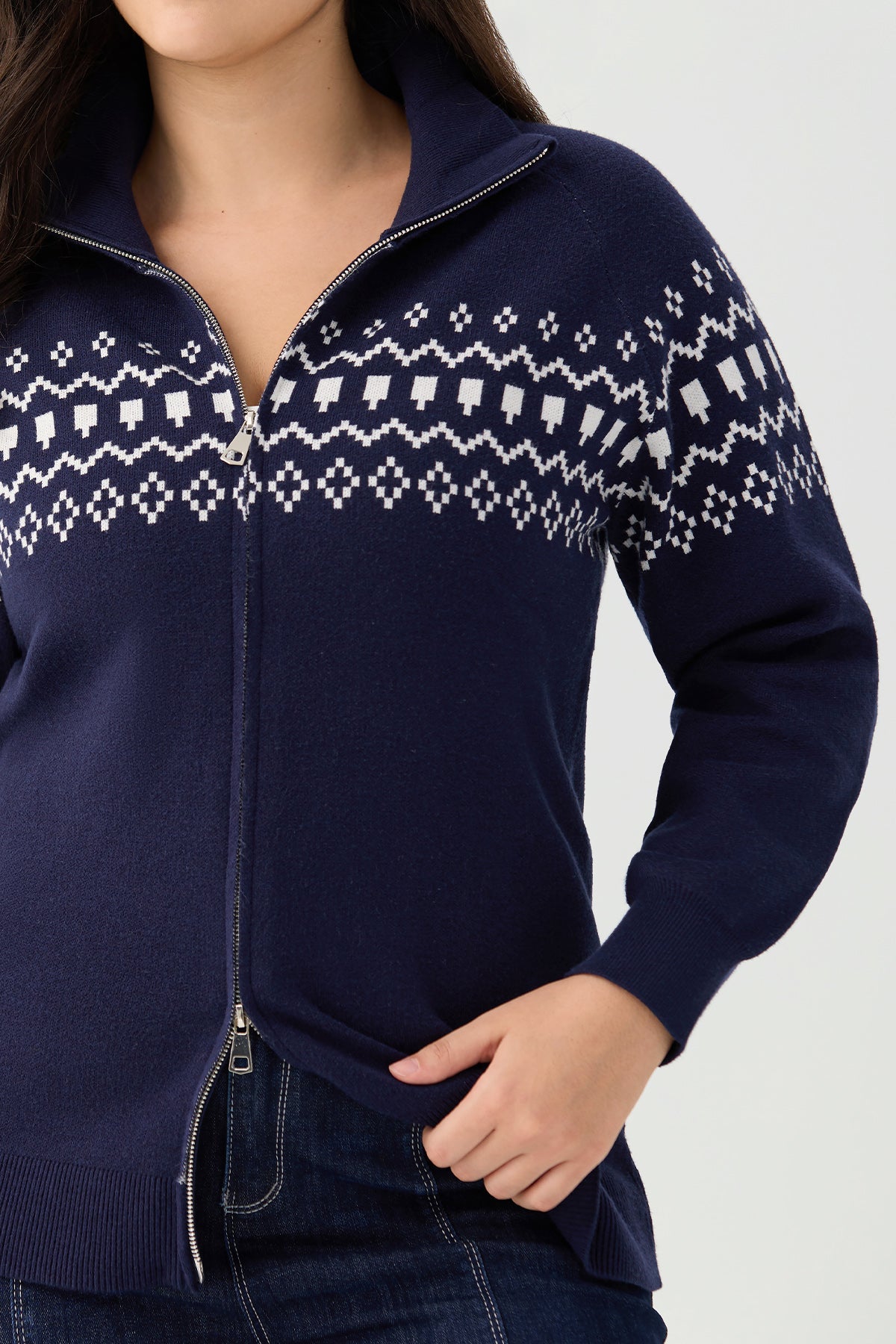 Ritera Fair Isle Full-Zip Cozy Knitwear Cardigan