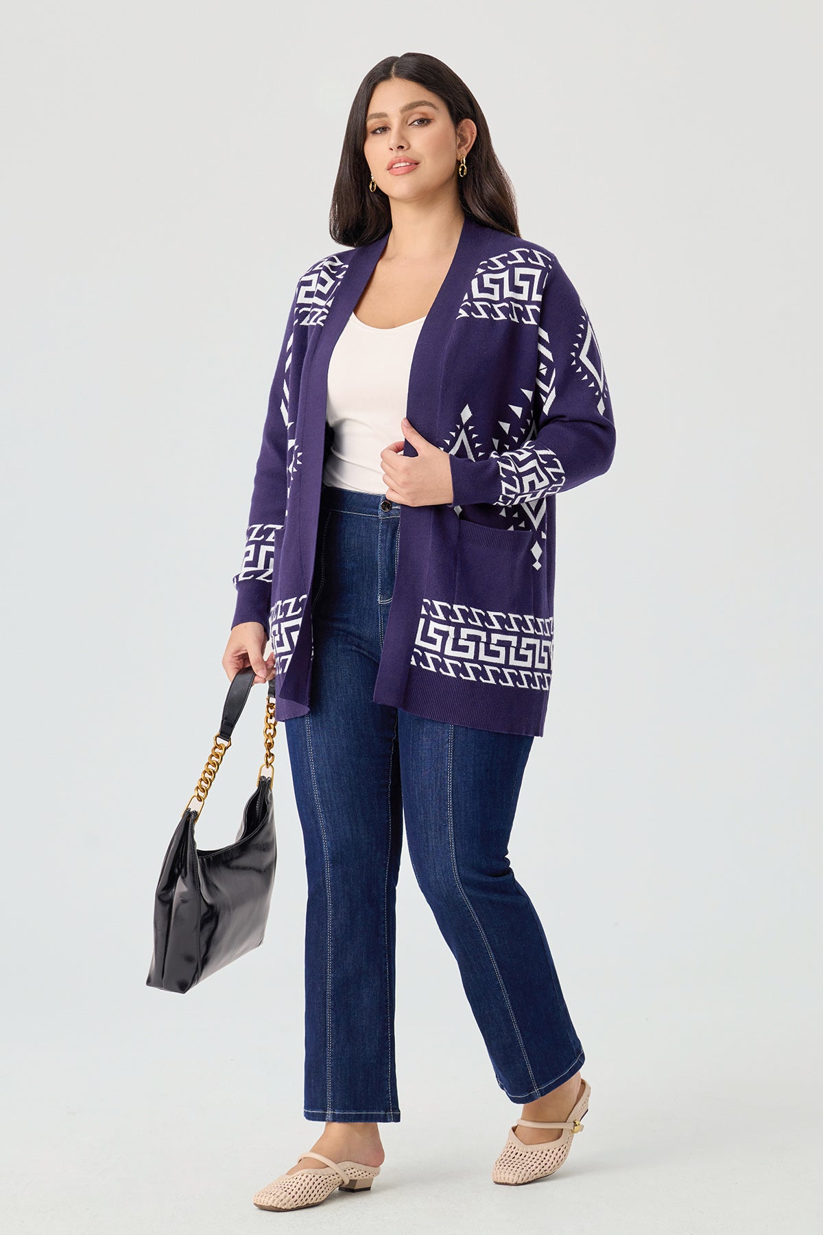 Ritera Pockets Southwestern Pattern Boho Chic Knit Cardigan