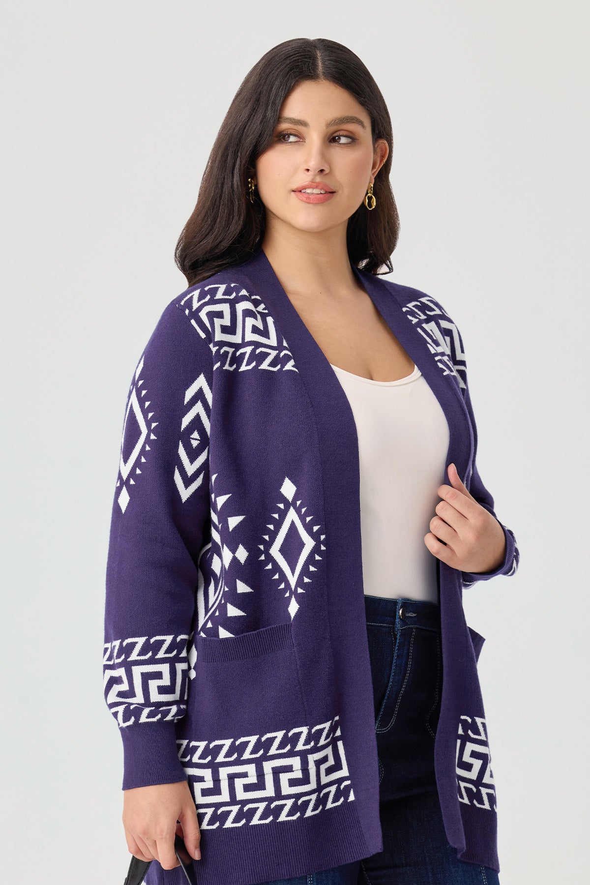 Ritera Pockets Southwestern Pattern Boho Chic Knit Cardigan