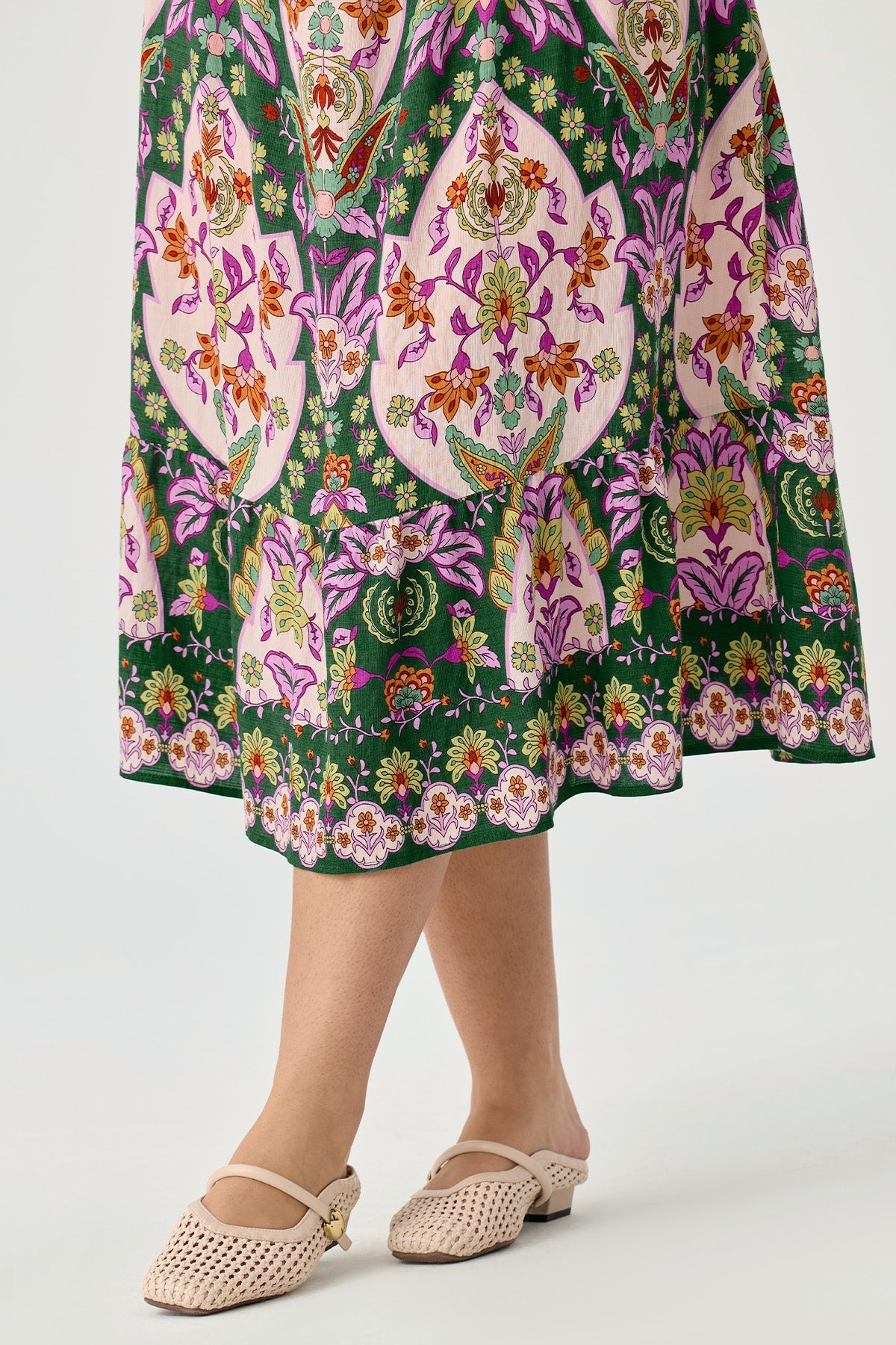 Ritera Pocket Boho Paisley Tiered Flowy Smocked Midi Dress