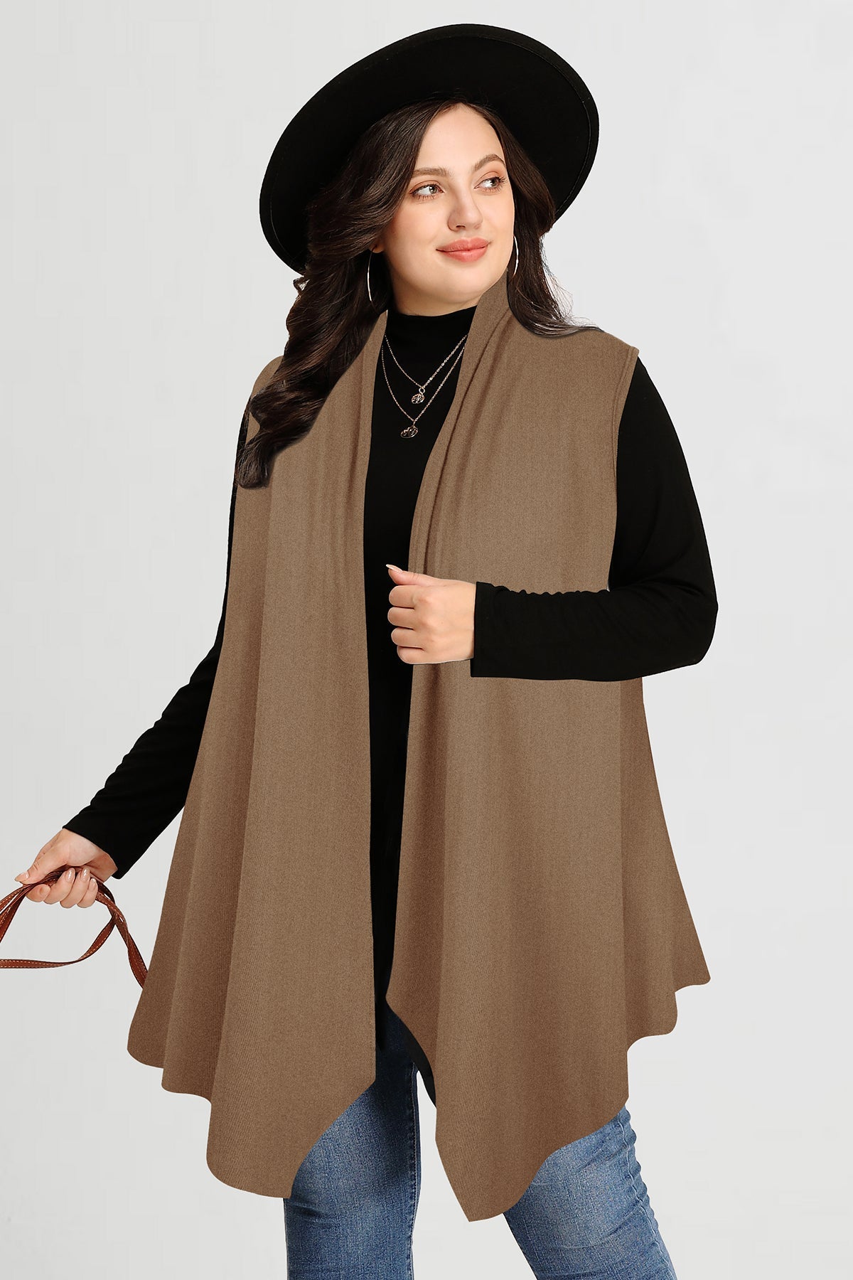 Ritera Draped Open Front Vest Sleeveless Waterfall Cardigan