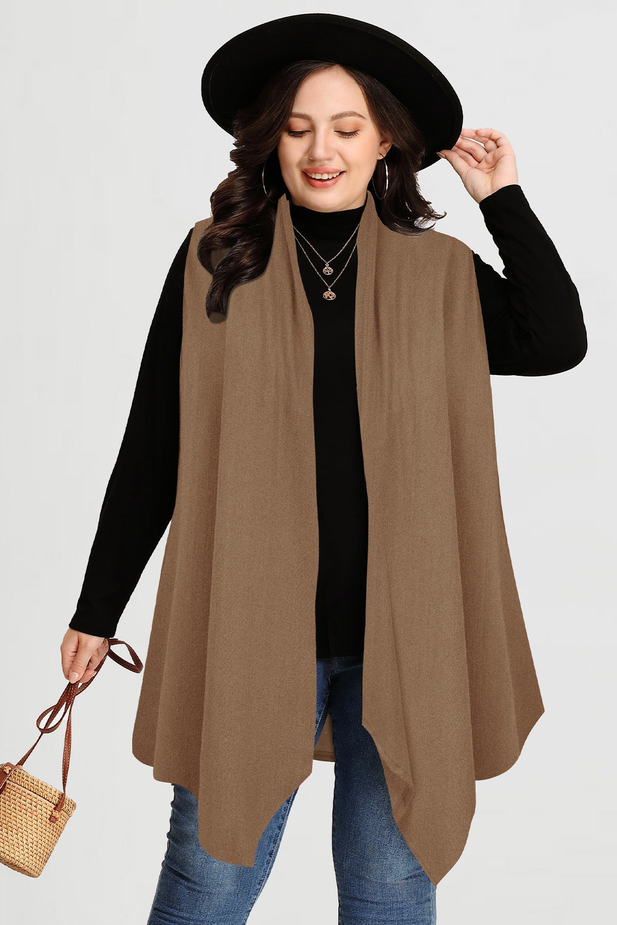 Ritera Draped Open Front Vest Sleeveless Waterfall Cardigan