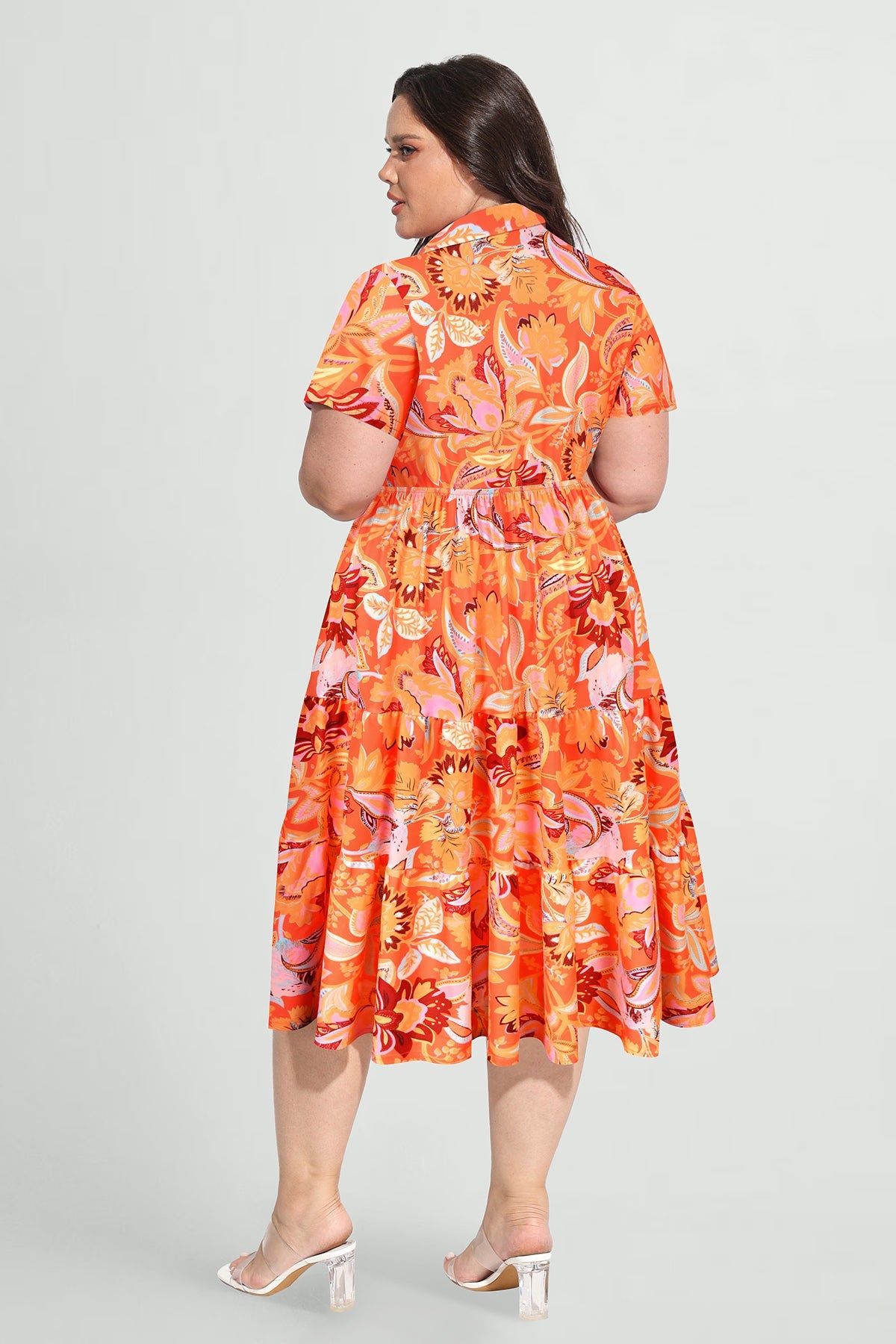 Ritera Pockets Striking Abstract Print Tiered Midi Dress