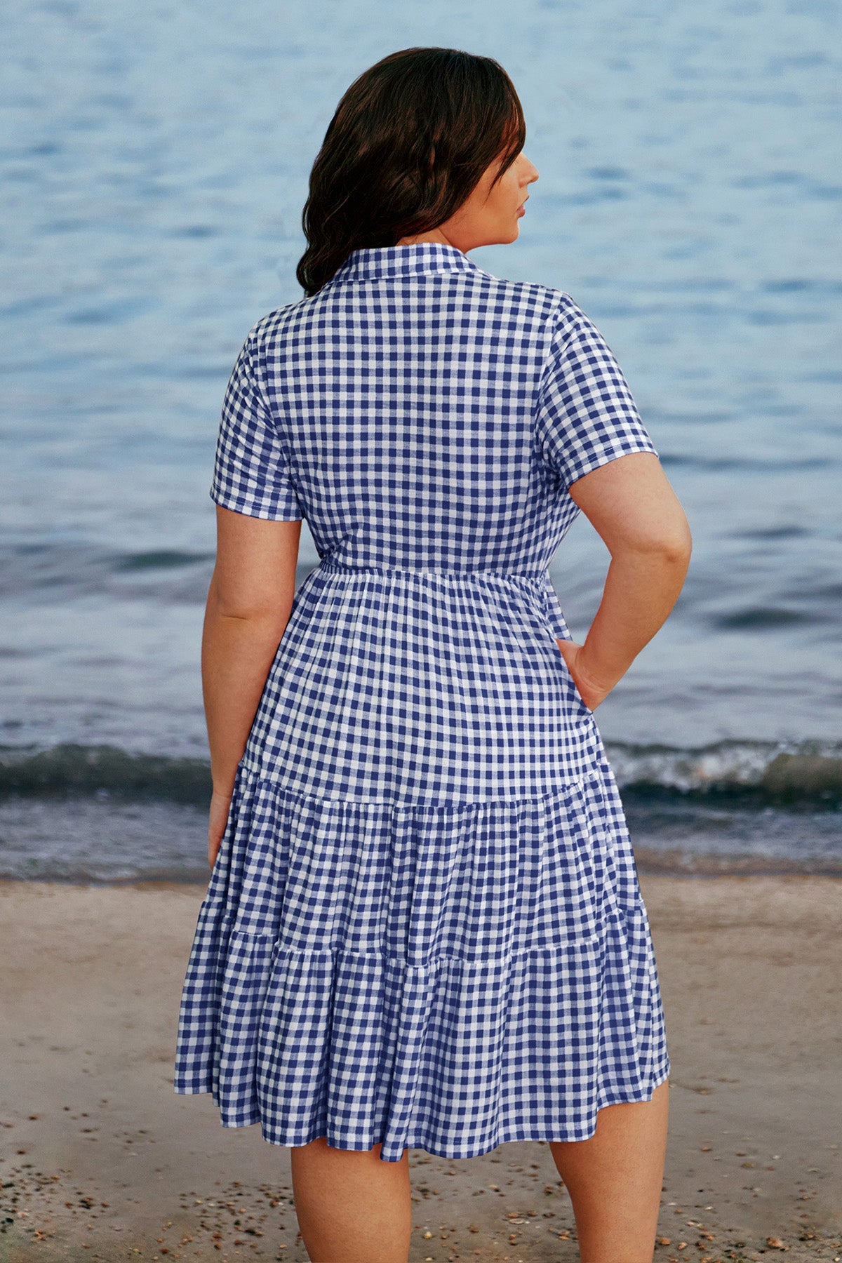 Ritera Pockets Striking Abstract Print Tiered Midi Dress