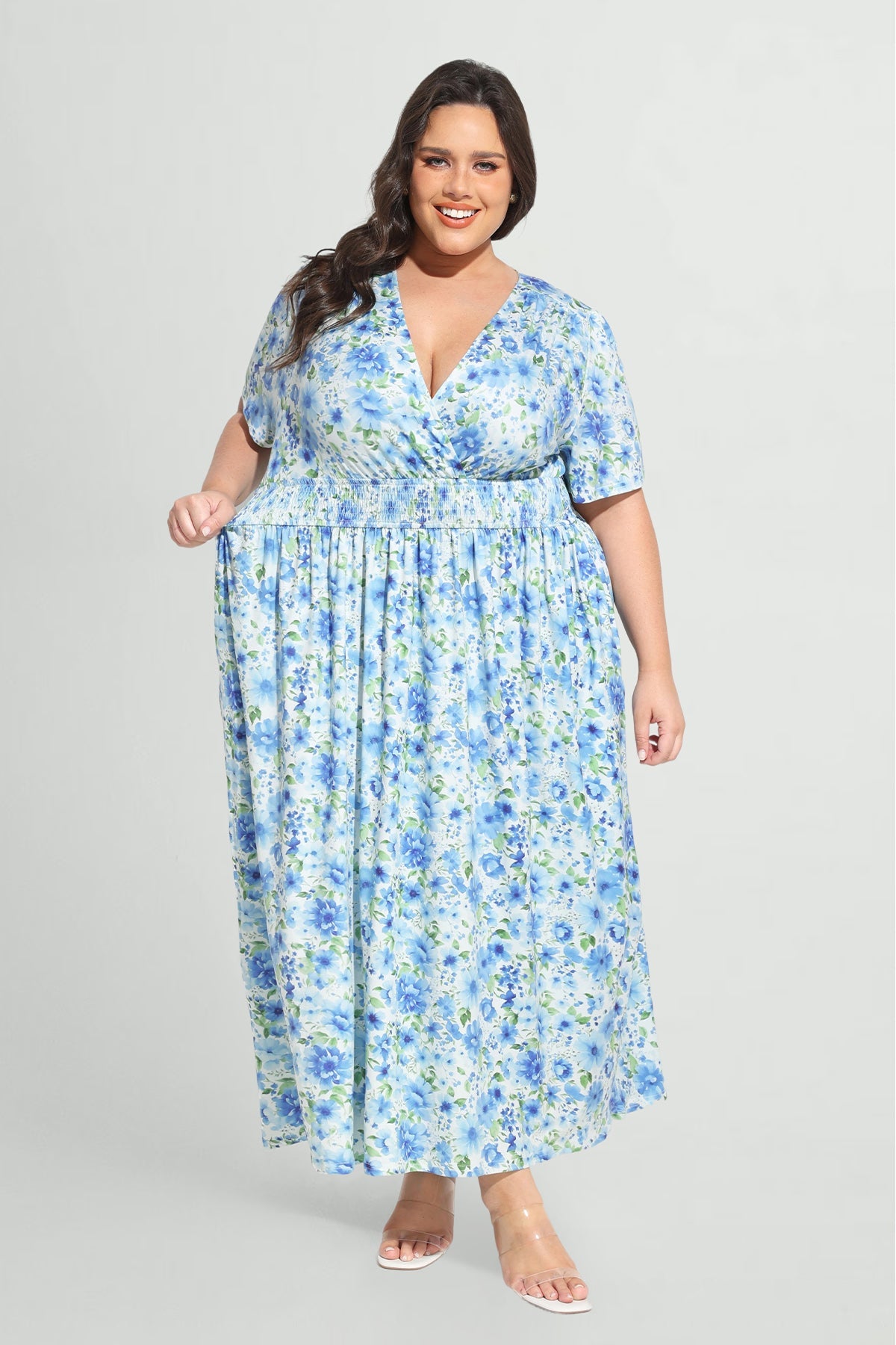 Ritera Pockets Elasticated Waist Floral A-line Maxi Dress
