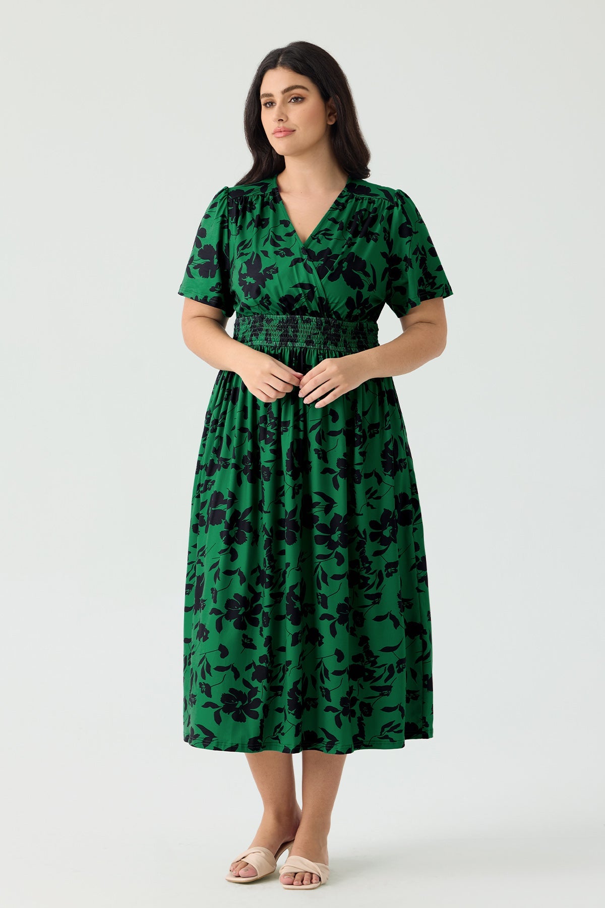 Ritera Pockets Elasticated Waist Floral A-line Maxi Dress
