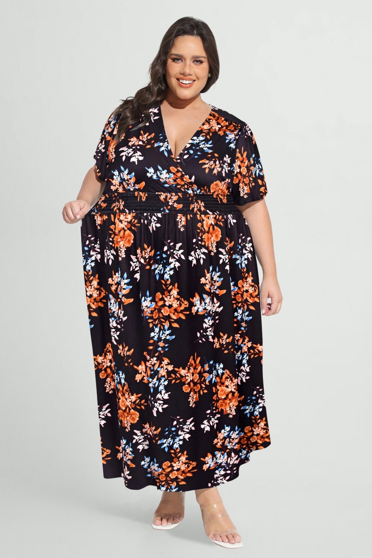 Ritera Pockets Elasticated Waist Floral A-line Maxi Dress