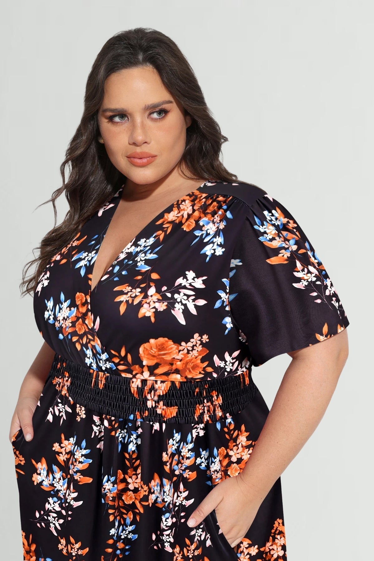 Ritera Pockets Elasticated Waist Floral A-line Maxi Dress