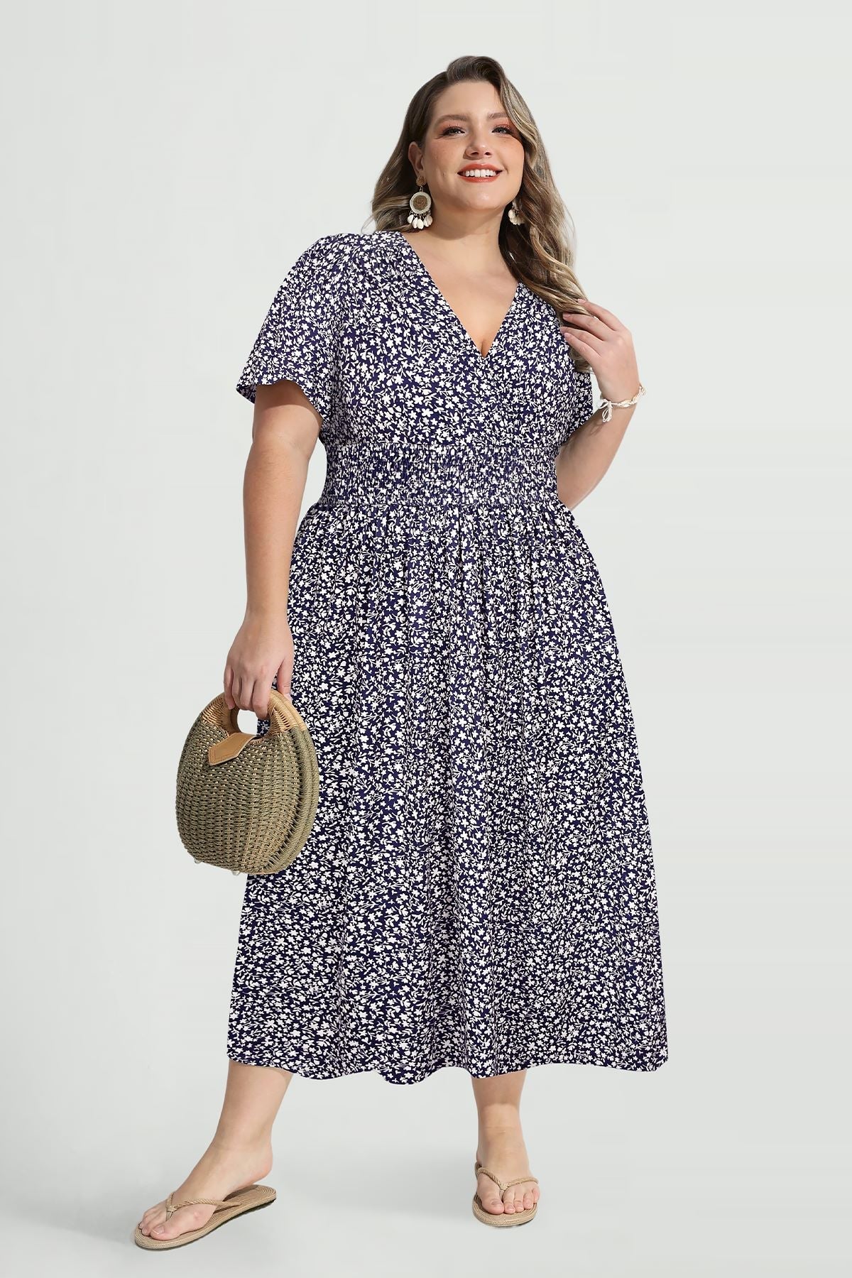 Ritera Pockets Elasticated Waist Floral A-line Maxi Dress