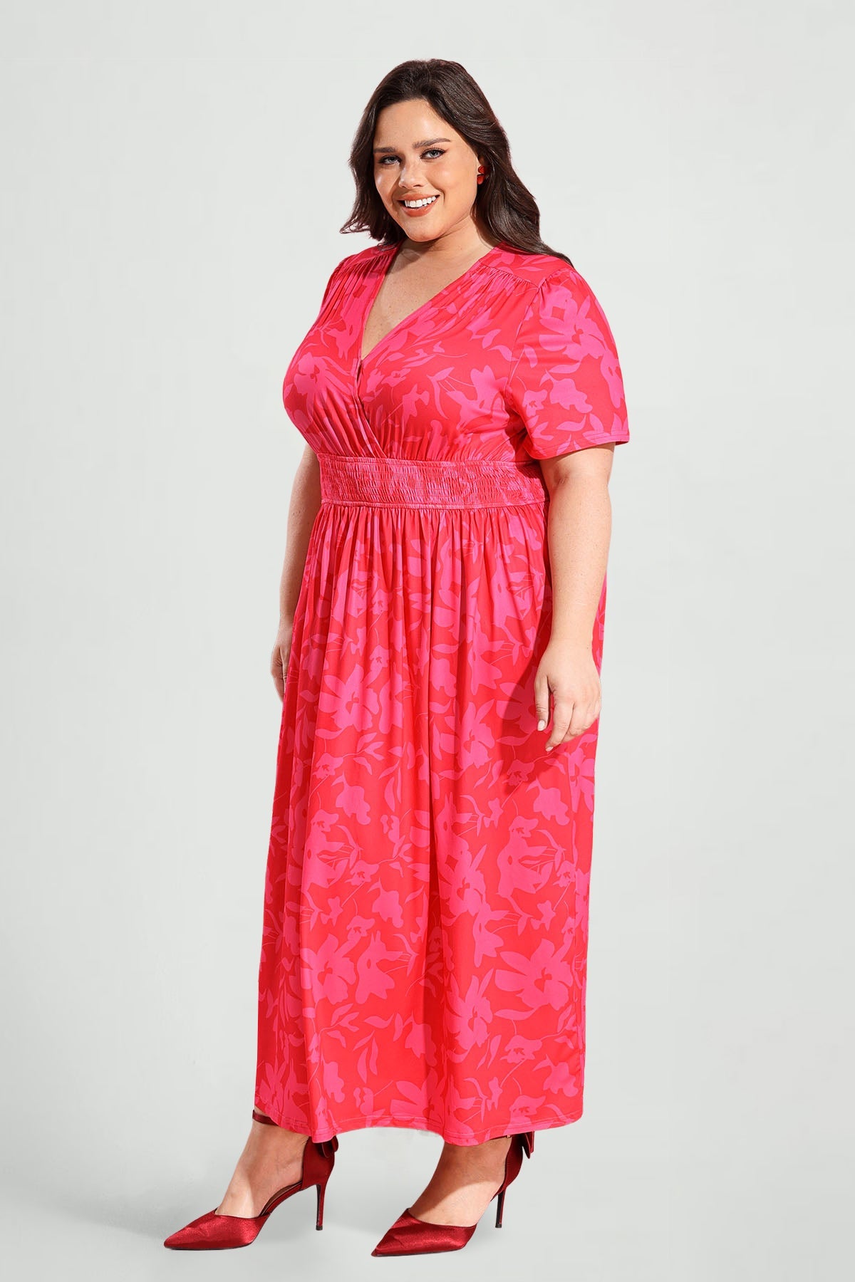 Ritera Pockets Elasticated Waist Floral A-line Maxi Dress