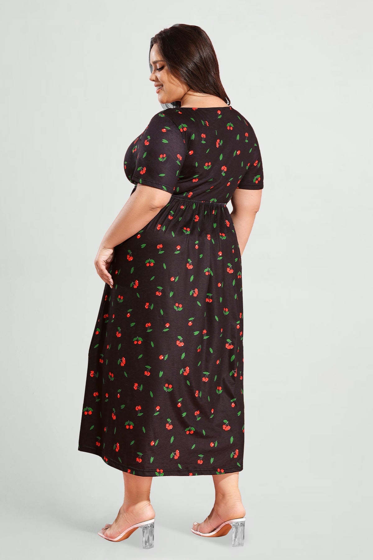 Ritera Pockets Drawstring Sweetheart Floral A-line Midi Dress