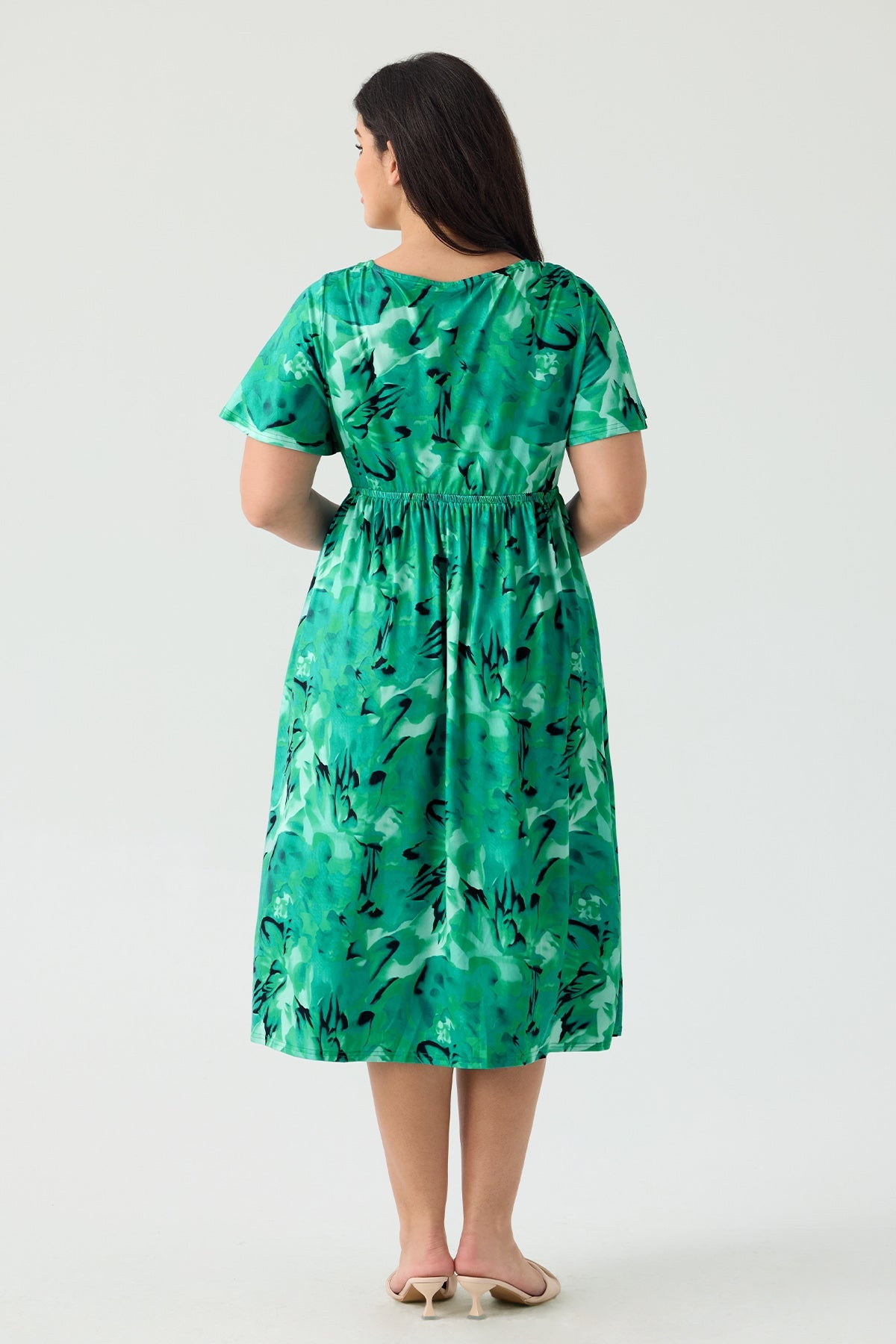 Ritera Pockets Drawstring Sweetheart Floral A-line Midi Dress