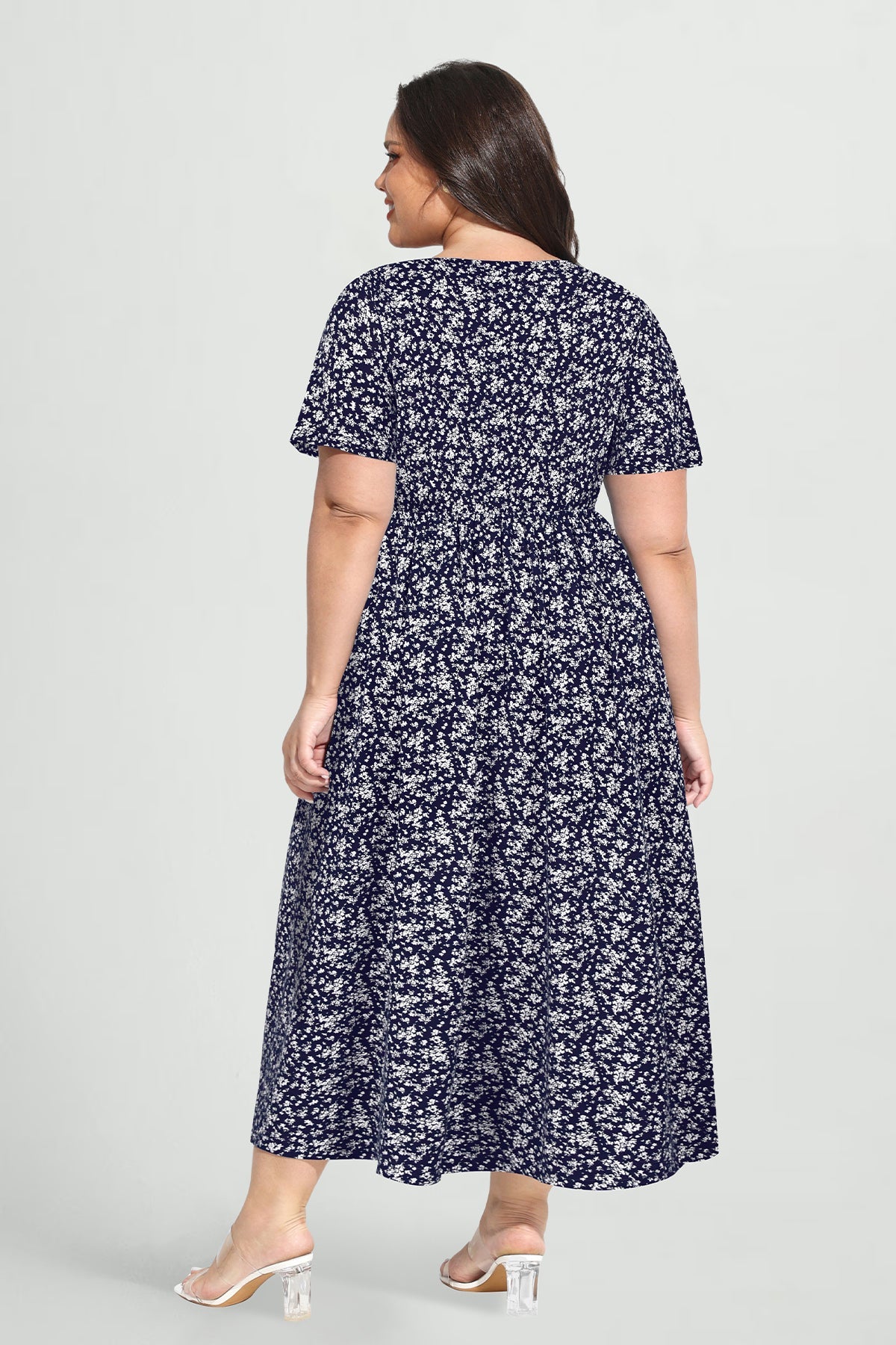 Ritera Pockets Drawstring Sweetheart Floral A-line Midi Dress