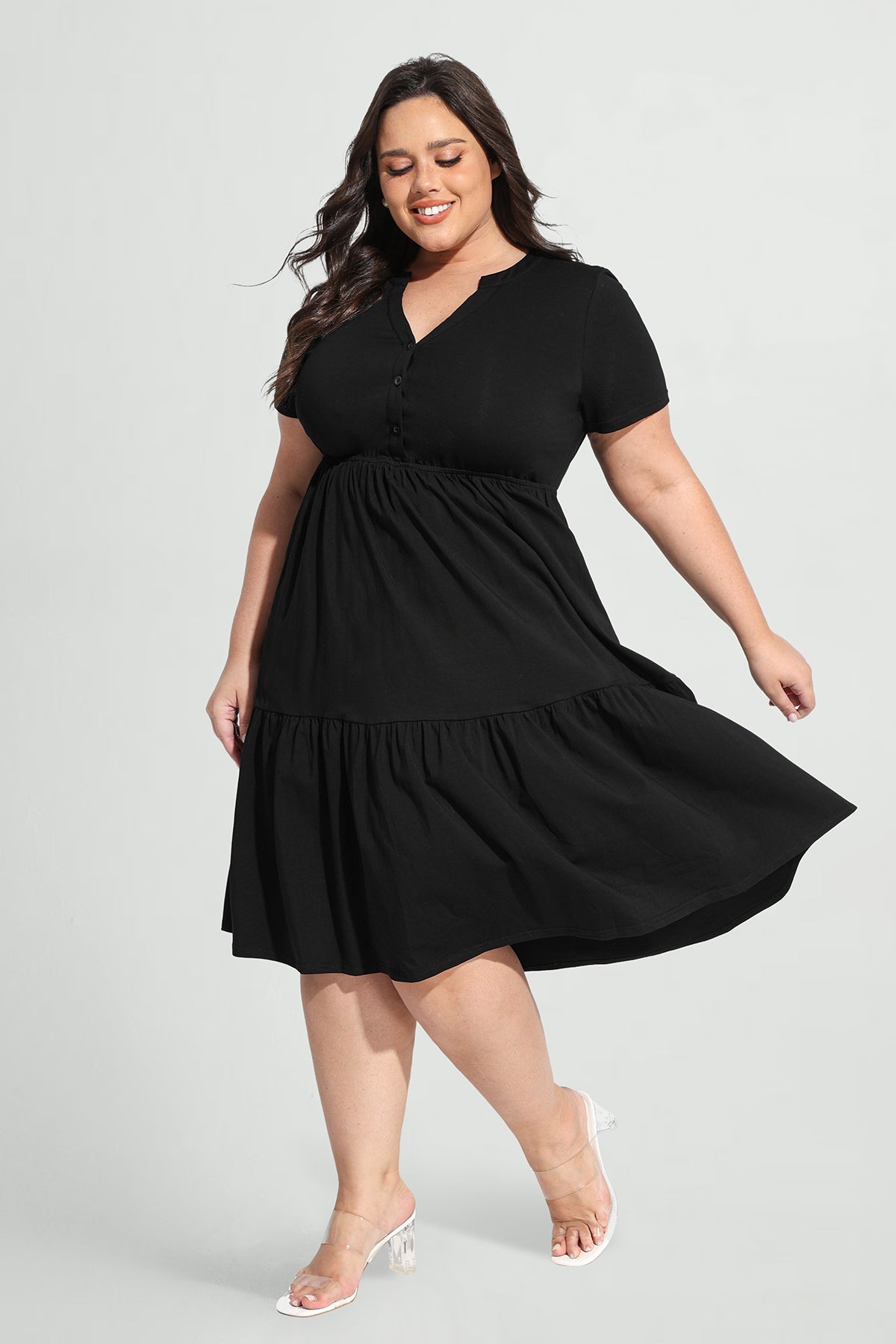 Ritera Pockets Button Up Floral A-line Midi Dress