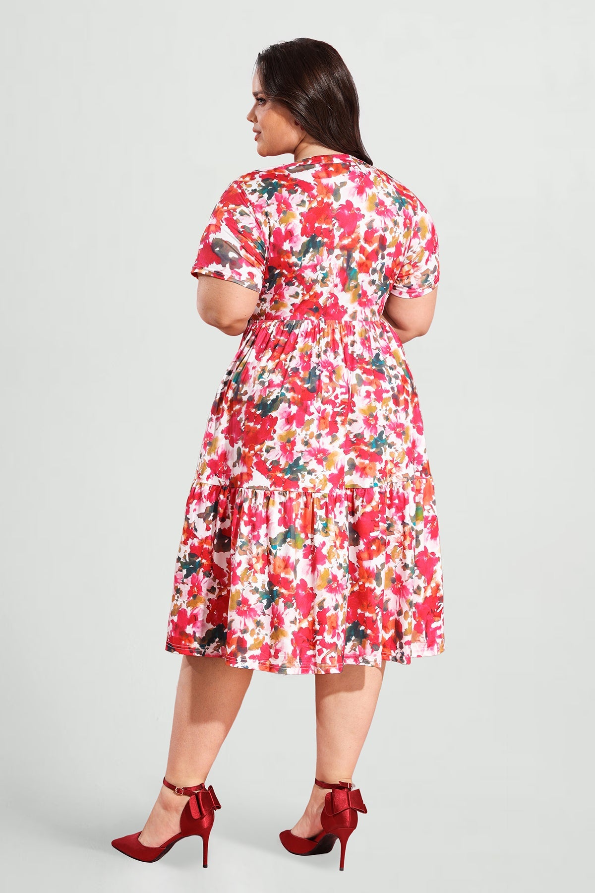 Ritera Pockets Button Up Floral A-line Midi Dress