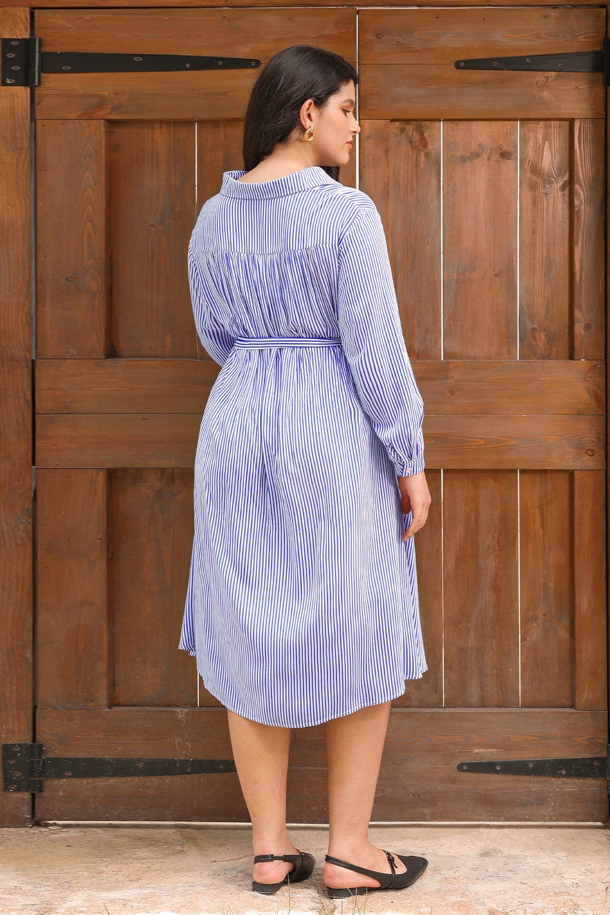 Ritera Pocket Floral Button Front Midi Dress with Tie Waist Belt