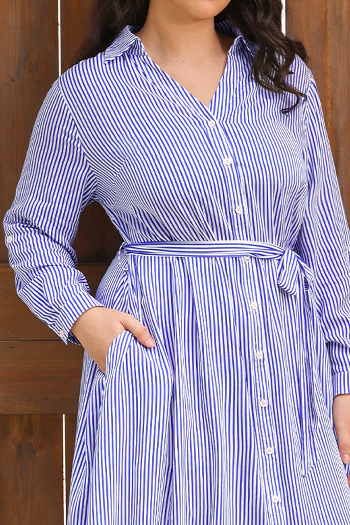 Ritera Pocket Floral Button Front Midi Dress with Tie Waist Belt