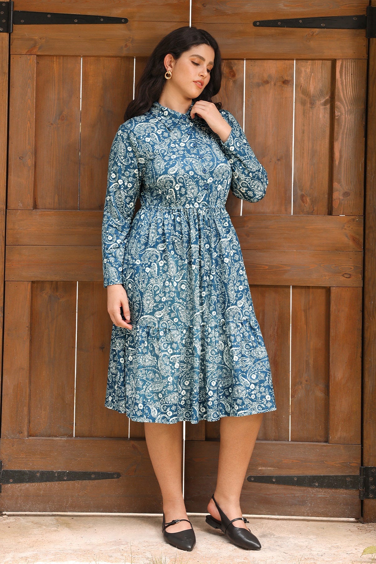 Ritera Pockets Bohemian Floral Midi A-line Dress