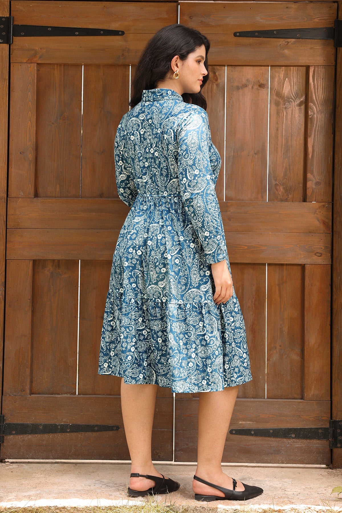 Ritera Pockets Bohemian Floral Midi A-line Dress