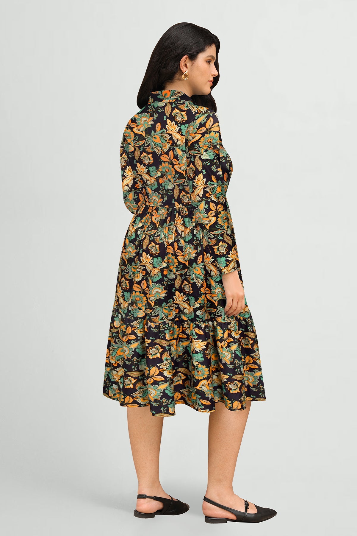 Ritera Pockets Bohemian Floral Midi A-line Dress