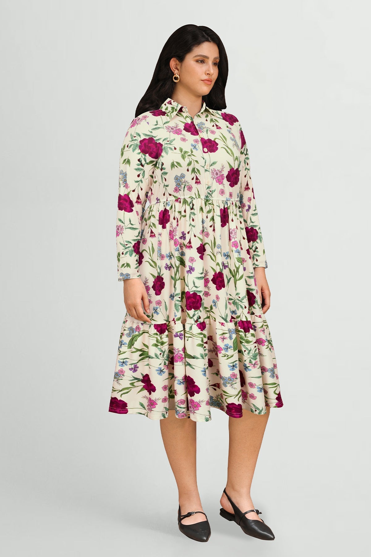 Ritera Pockets Bohemian Floral Midi A-line Dress