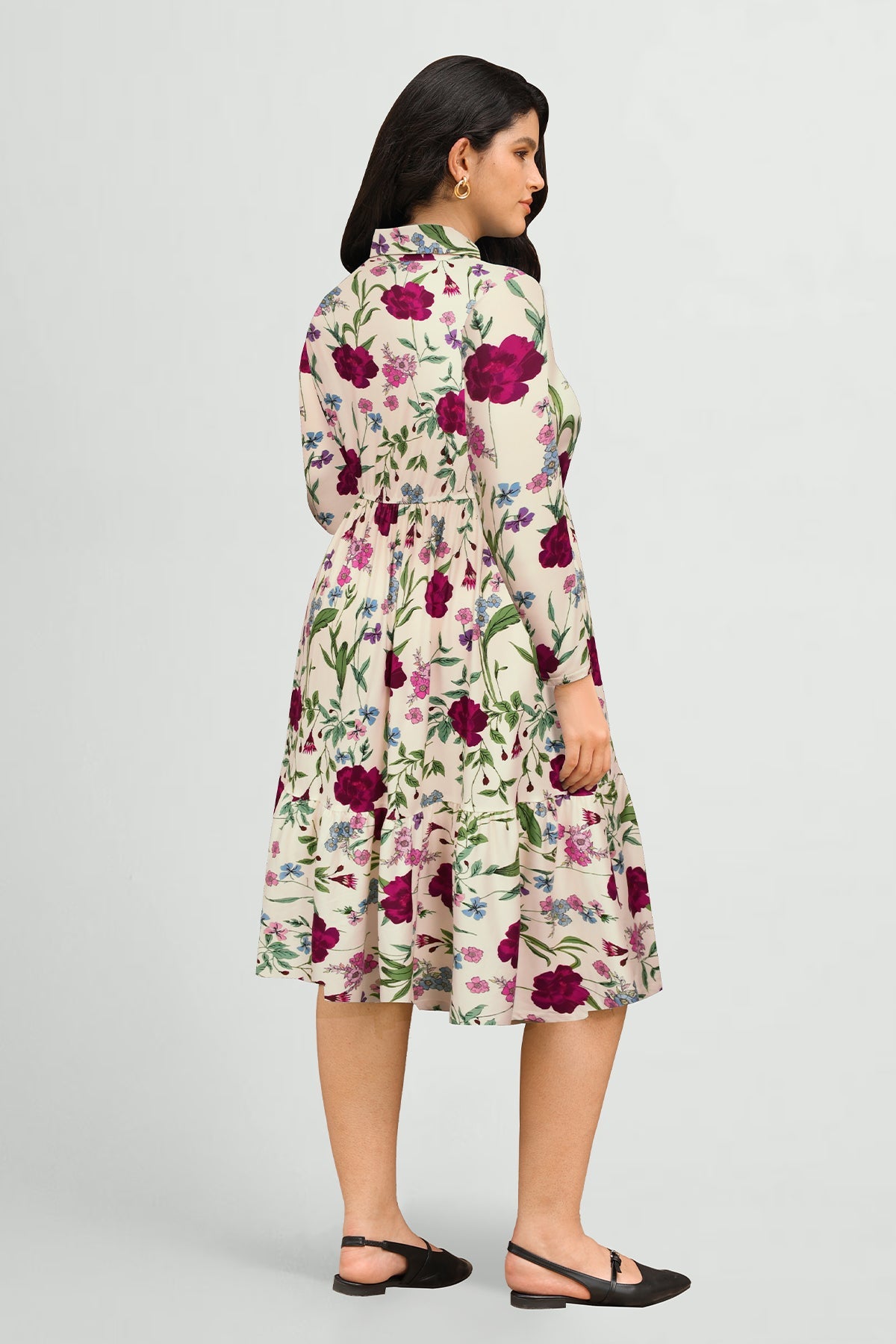 Ritera Pockets Bohemian Floral Midi A-line Dress