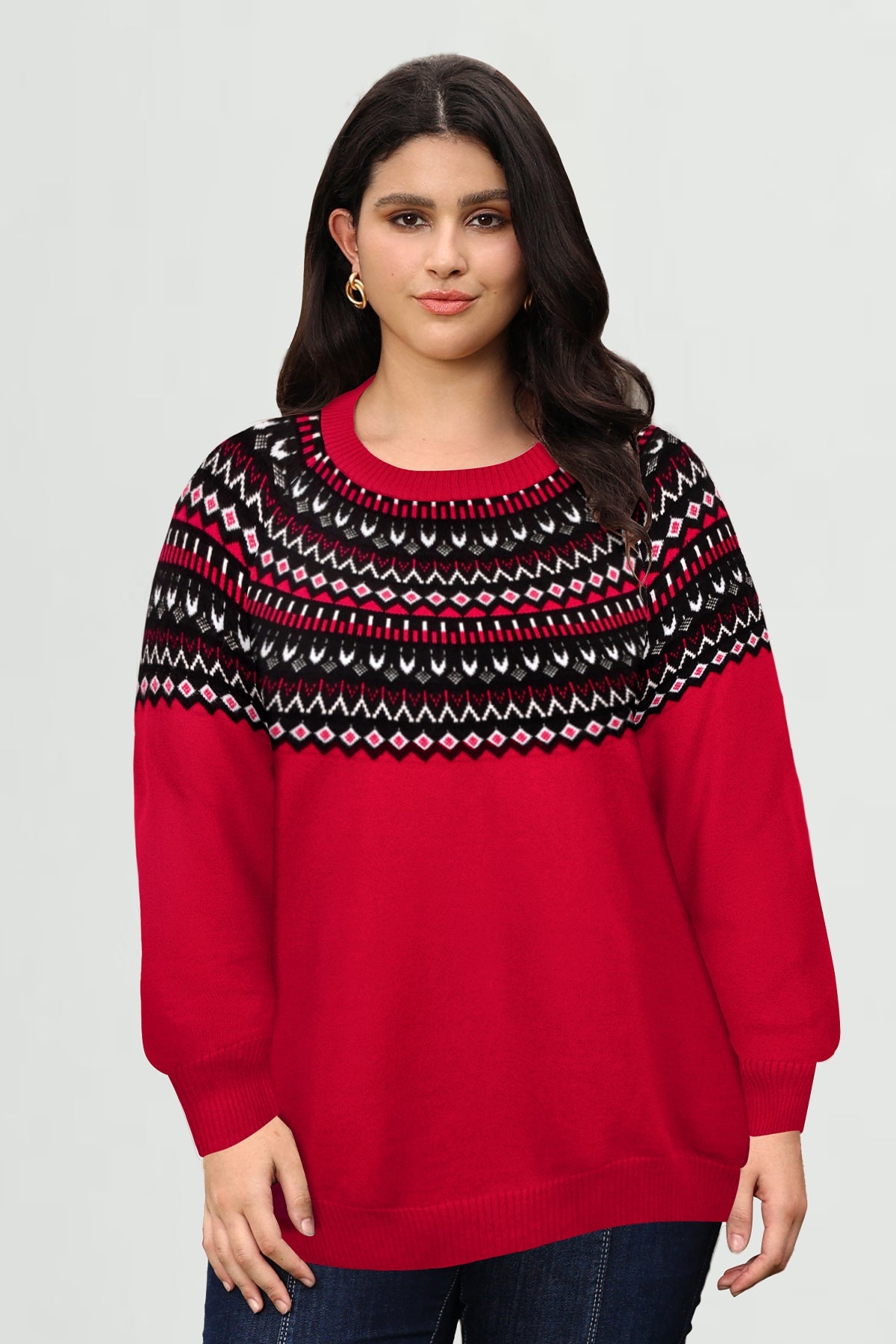 Ritera Fair Isle Knit Jacquard Holiday Sweater