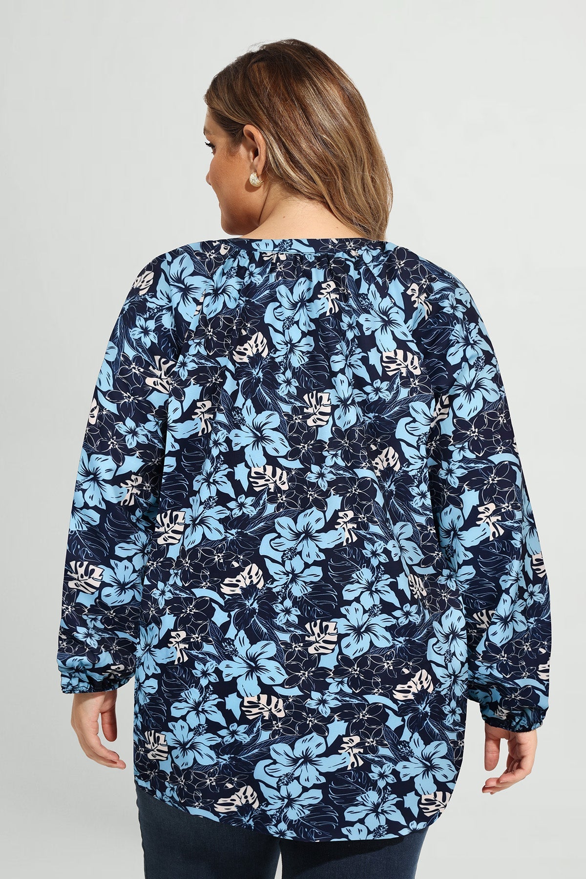 Ritera Vibrant Floral Tie-Neck Long Sleeve Blouse