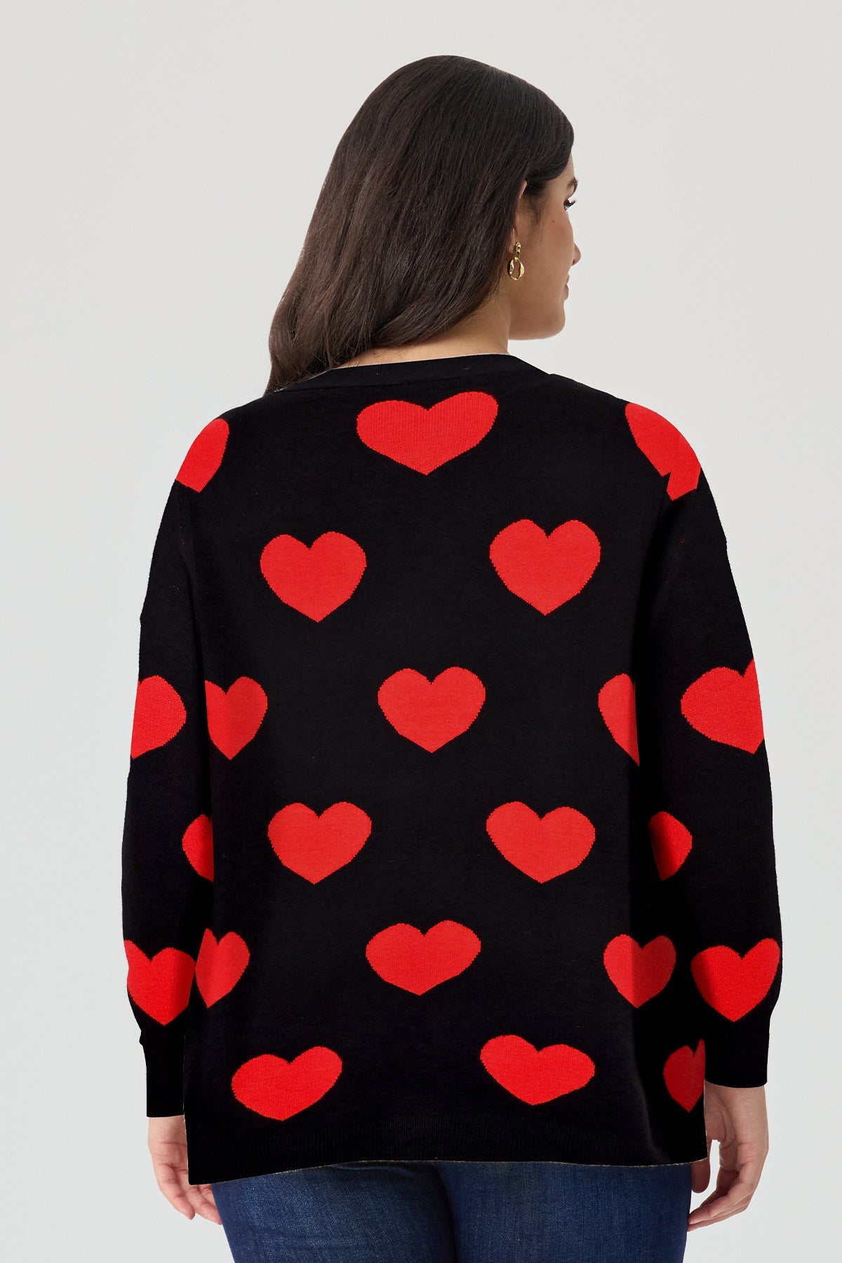 Ritera Pockets Heart Print Romantic Knitwear Cardigan