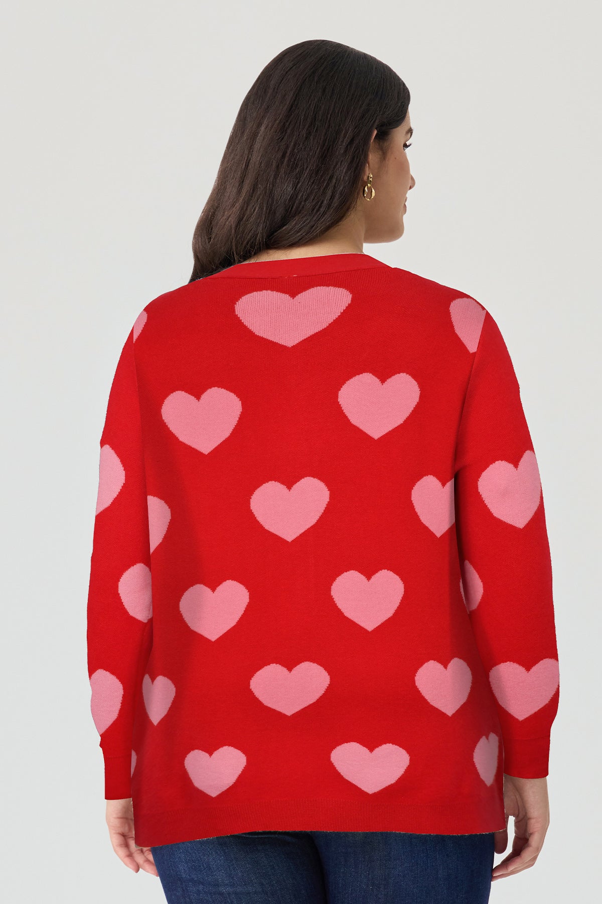 Ritera Pockets Heart Print Romantic Knitwear Cardigan