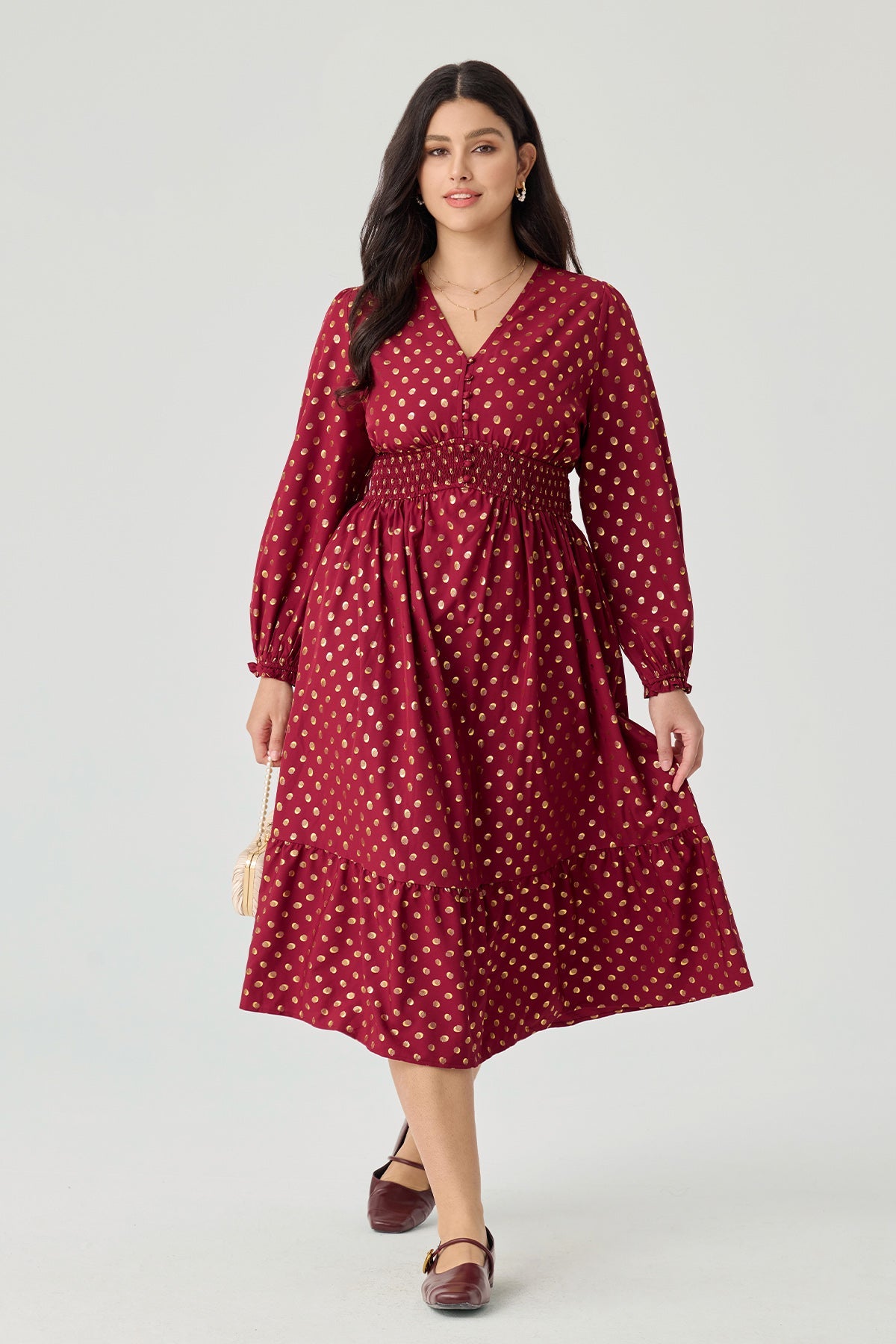 Ritera Pockets Bohemian Smocked A-Line Midi Dress
