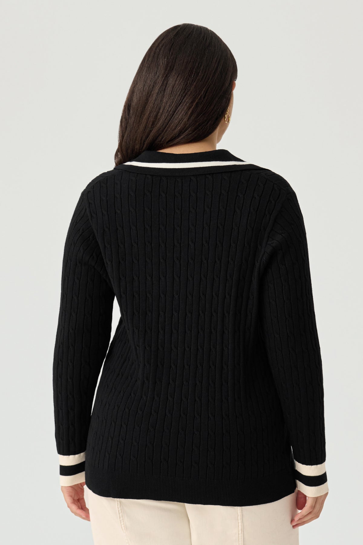 Ritera Varsity Cable Knit Polo Cozy Knitwear Sweater